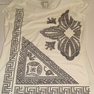 White House Black Market Size Medium White Embellished Designed Stretch